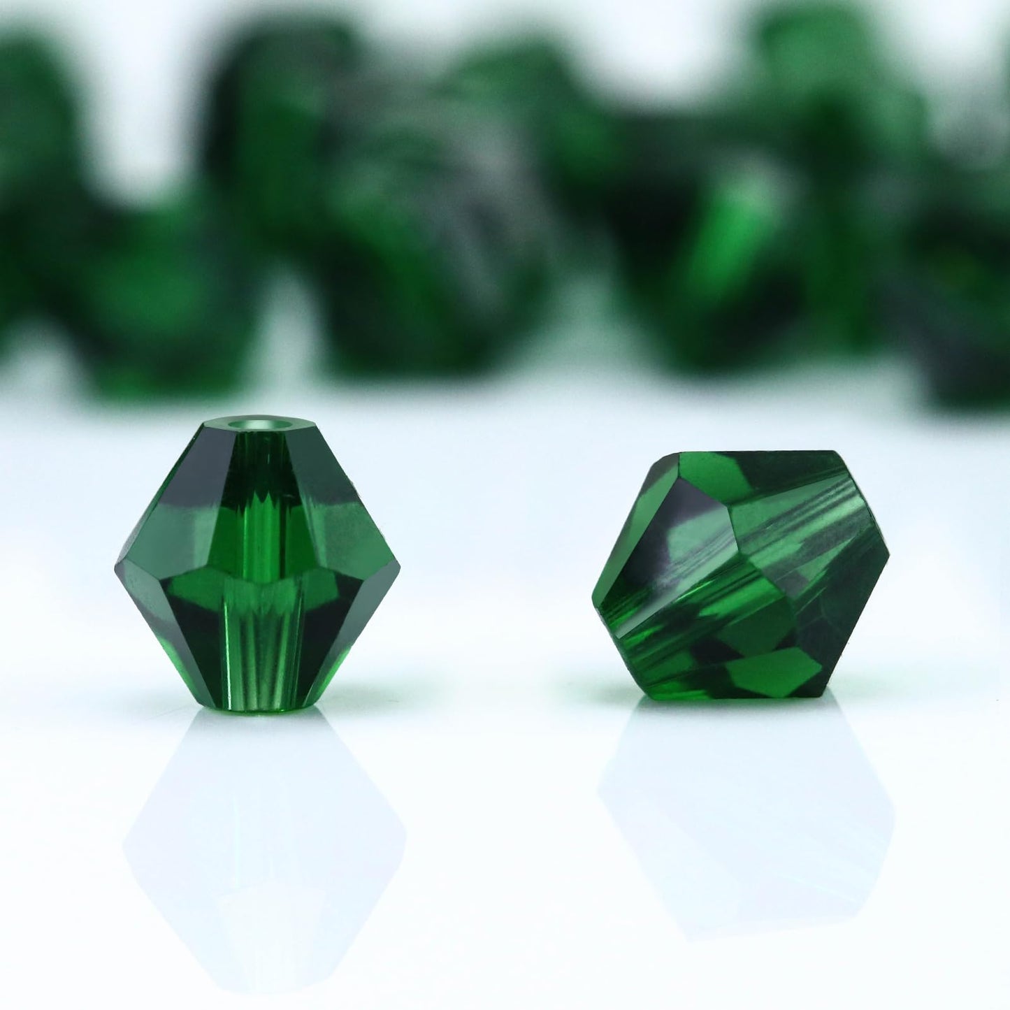 Dowarm 1000PCS 4mm Glass Bicone Beads for Craft Jewelry Making, DIY Bracelet, Necklace, Dolls, Wine Charms, Wind Chimes, Suncatchers, Bulk Small Faceted Crystal Beads, Dark Green