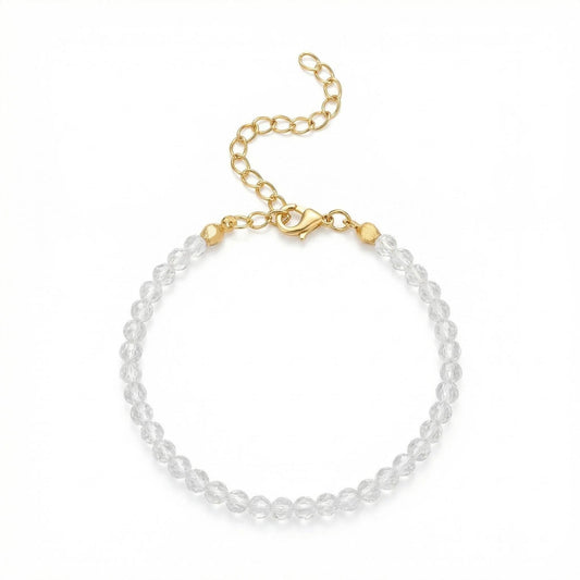 Withgenes Cubic Zirconia Bracelets for Women Shinning Diamond Crystal Bead Bracelet Unique Sparkly Simple Design Natural Stone Jewelry Gifts, CZ White