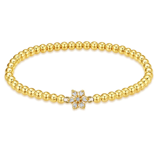 HZDK Beaded Bracelets for Women - 14K Gold Plated Dainty Beaded Bracelets for Women Stackable Charm Bracelet Trend Jewelry Stretch Bead Bracelet Gifts