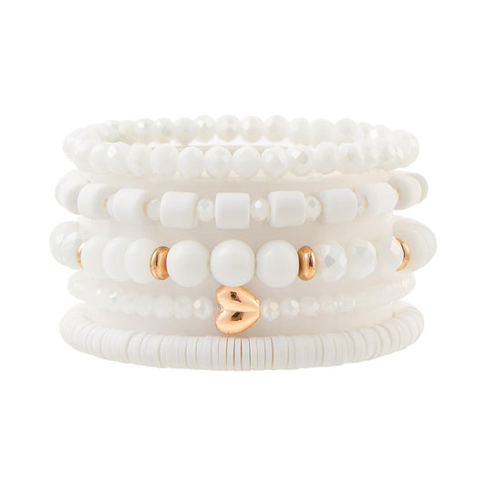 RISHEGAE Crystal Heishi Beaded Bracelet for Women Stackable Bracelet Layering Friendship Summer Stretch Bracelets for Women