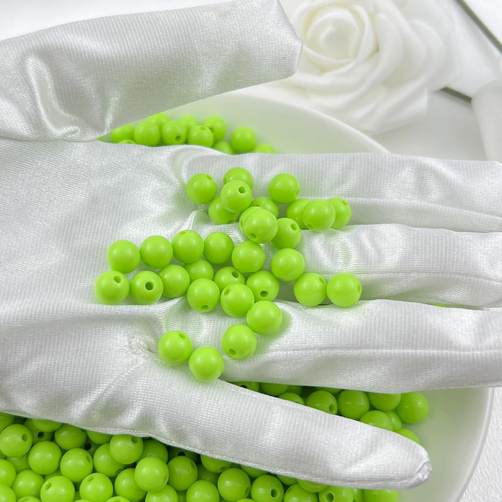 Mulutoo 120Pieces 12MM Acrylic Round Beads Round Acrylic Balls Chunky Beads Smooth Spacer Plastic Pastel Beads Craft Beads for Necklace and Bracelet Making Crafting Supplies(197-fruit Green)