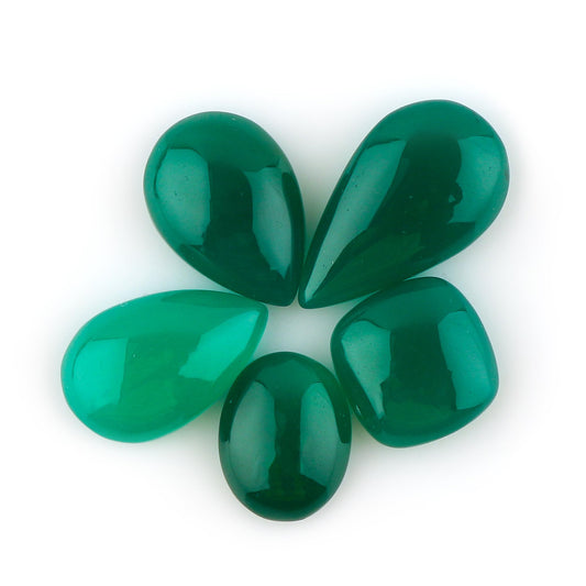 CRYSTALINES 5pcs Wholesale Cabochon, Natural Green Onyx Gemstones, Healing Crystals, Polished Stones, DIY Craft, Bulk Loose Supply, Jewelry Making, Gem Collection, Worry Stone
