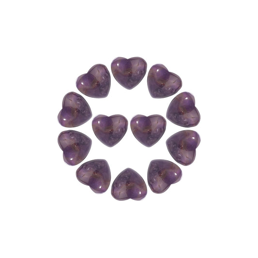 Yochus 5pcs Purple Quartz Natural Heart Stone Beads，12mm Healing Energy Gemstone for Jewelry Making Earring Necklace DIY