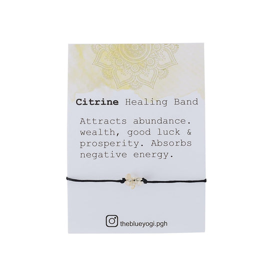 The Blue Yogi Healing band -2 in 1 protection Bracelet/Anklet with an affirmation- Tie Closure (Citrine)