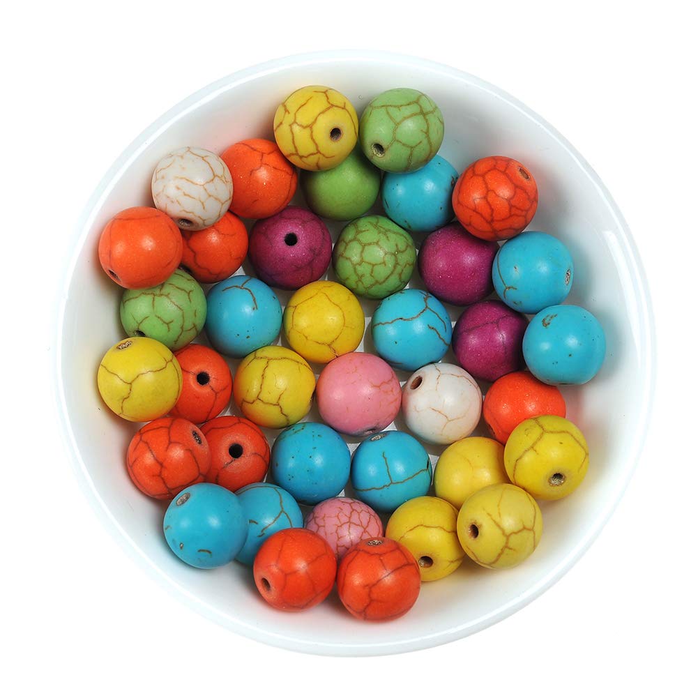 Natural Stone Beads 8mm Colorful Turquoise Gemstone Round Loose Beads Crystal Energy Stone Healing Power for Jewelry Making DIY,1 Strand 15"