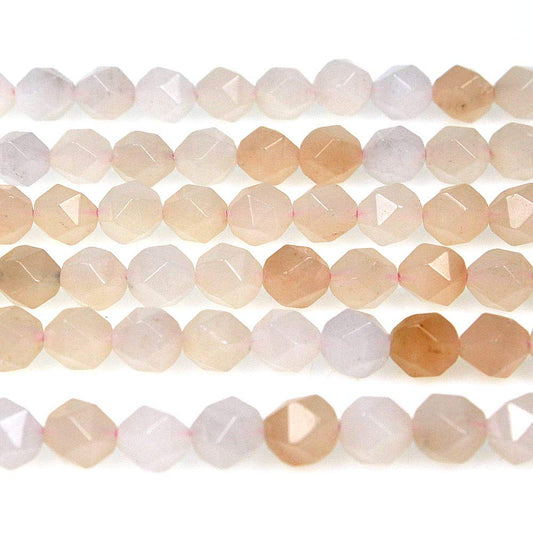 MJDCB Best Sellers Natural Stone Beads Faceted Polygon Pink Aventurine Crystal Energy Stone Healing Power for Jewelry Making(8mm)
