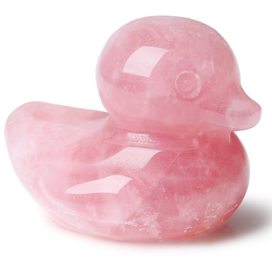 DUQGUHO Duck Figurine Gifts Statue Pink Ducks Mom Deocr Gift Rose Quartz Crystals Stones Duck Lovers Duck Collectible Desk Mothers Day Office Deocration