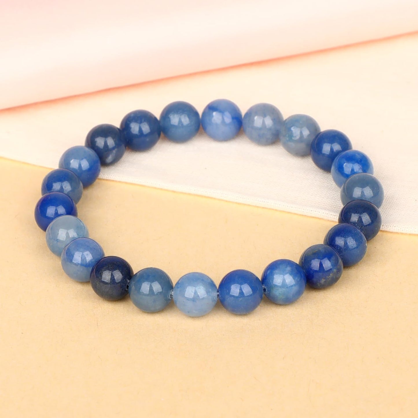 LPBeads Handmade Natural Gemstone Stretch Elastic 8mm Blue Aventurine Bracelet Healing Crystal Round Stone Beads Jewelry Gifts for Women Men