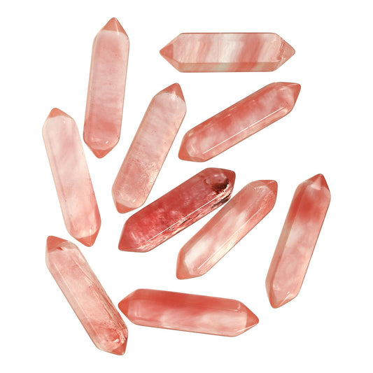 MECCANIXITY 10 Pack Pink Carnelian Agate Quartz Crystals, Polished Crystals Bulk Hexagonal Shaped Meditation Gemstone for Jewelry Making Energy Balance Accessories Gifts
