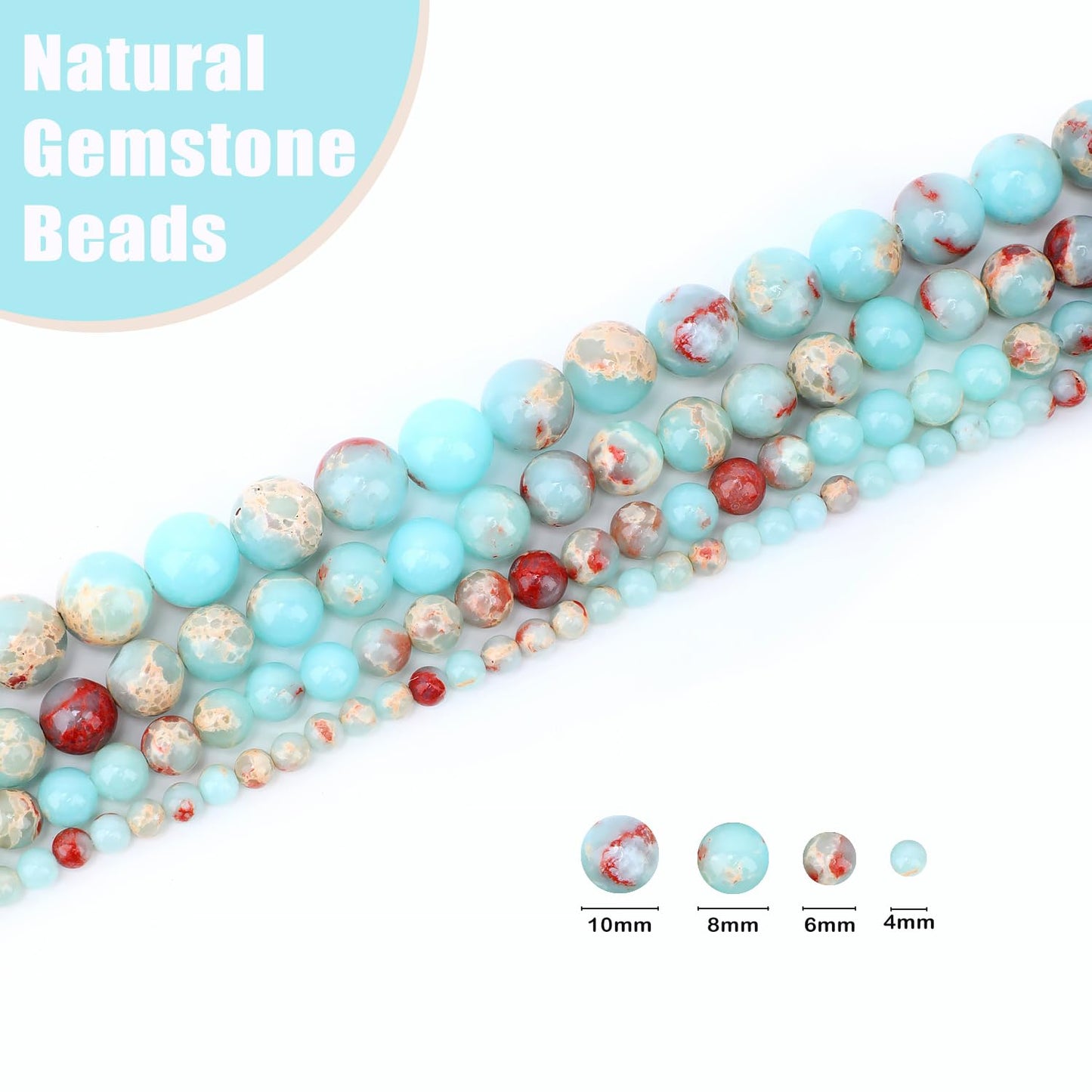 CMBYN Natural Stone Beads Round Genuine Real Stone Beading Strand Loose Gemstones DIY Smooth Bead for Bracelet Necklace Earrings Jewelry Making (Agalmatolite Jasper, 8mm 45 Pieces)