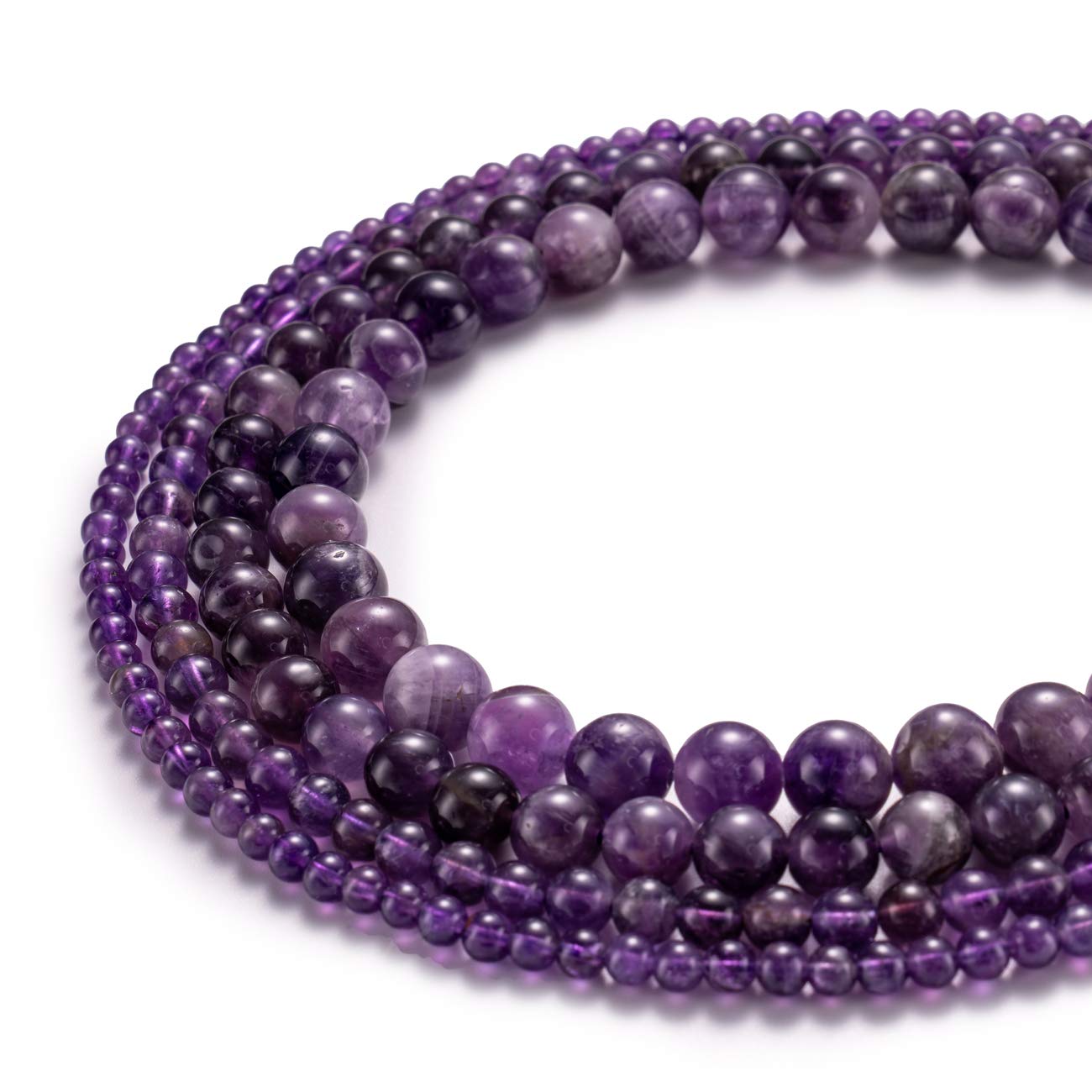 BEADIA Natural Amethyst Crystal Stone Round Loose Semi Gemstone Beads for Jewelry Making 10MM 38PCS