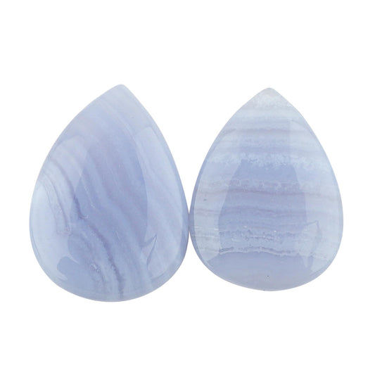 CRYSTALIS AA+ 2pcs Pear Natural Blue Lace Agate, Loose Gemstone, Wholesale Bulk Cabochons, Jewelry Making Supply, Chakra Healing Polished Stones, Wire Wrapping, DIY, Gem Collection, 22mm+