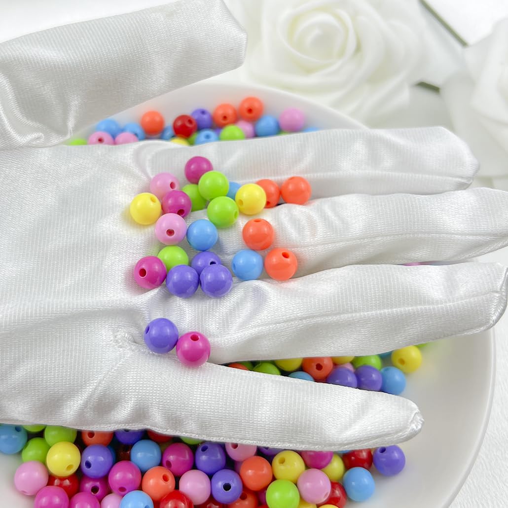 Mulutoo 200Pieces 10MM Acrylic Round Beads Round Acrylic Balls Chunky Beads Smooth Spacer Plastic Pastel Beads Craft Beads for Necklace and Bracelet Making Crafting Supplies(174-dark Mixed Color)
