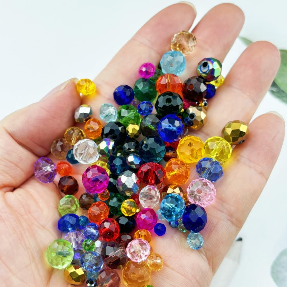 YUEXIGO 250pcs 6mm Crystal Glass Beads for Jewelry Making, Faceted Rondelle Glass Spacer Beads for Wind Chimes Bracelet Earring Necklace DIY Craft(Gold Yellow)