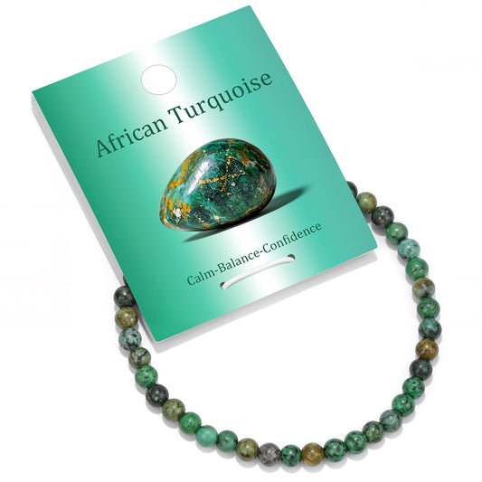 Vinswet Healing Crystal Bracelets for Women Men 4mm African Turquoise Natural Stone Beaded Stretch Bracelet Handmade Gemstone Reiki Spiritual Jewelry Gifts
