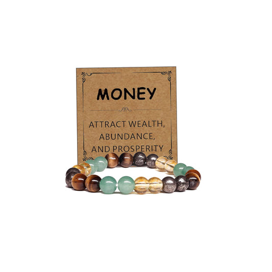 Adjustable Crystal Money Bracelets for Women Aventurine & Tiger-Eye Stone Beaded Bracelet Wealth Attraction Feng Shui Good Luck Elastic Bracelets Natural Healing Protection Jade Spiritual Jewelry(Tiger's Eye Mixed Color)