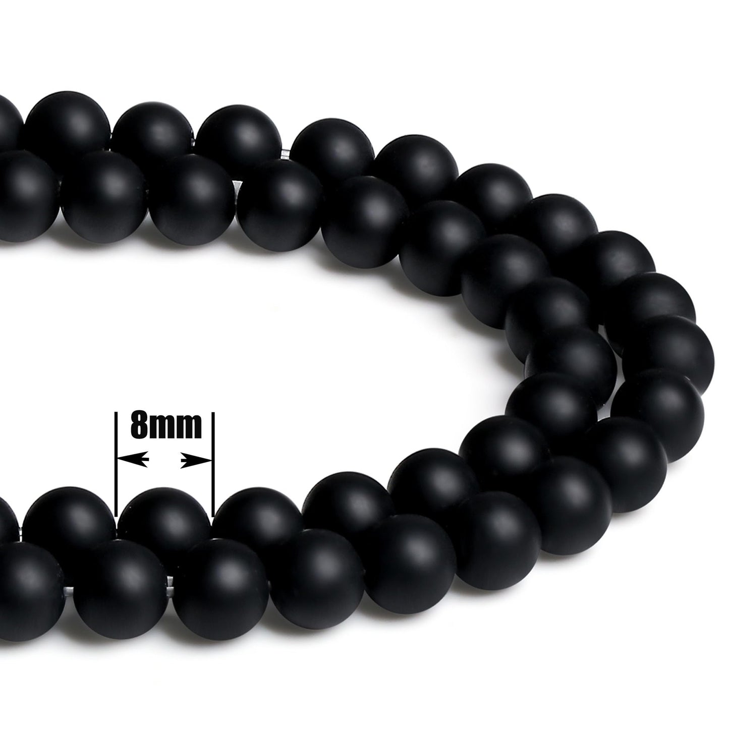 QINJIEJIE 100PCS Matte Black Obsidian Beads 8mm Natural Stone Beads Round Loose Gemstone Bead for Bracelet Beading Crystal Jewelry Making DIY Necklace Earrings 0.32"