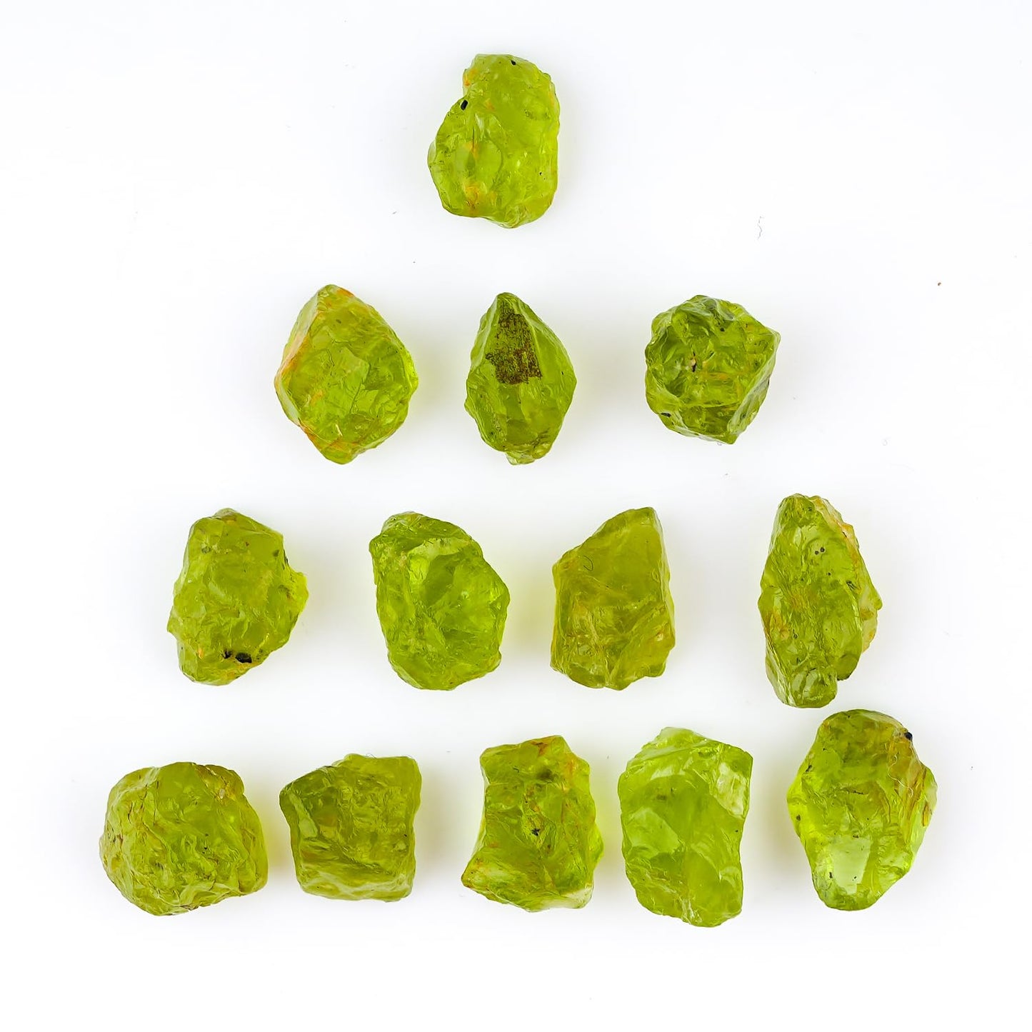 ColouredRocks 50 carats Green Peridot Crystals, Raw Stones, Rough Gemstones, Jewelry Making Supply, Cabbing, Polishing, Cutting, DIY, Crafts (12-14pcs) (5-8mm)