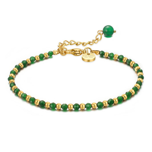 vissen Beaded Green Natural Stone Bracelet For Women Green Crystal Bracelet Gold Plated Bracelets Adjustable Jewellery