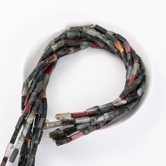 Natural Bloodstone Rectangle Tube Beads 4x13mm 38cm/str Loose Semi Gemstone Stone Beads for Making Bracelets Necklace Earrings