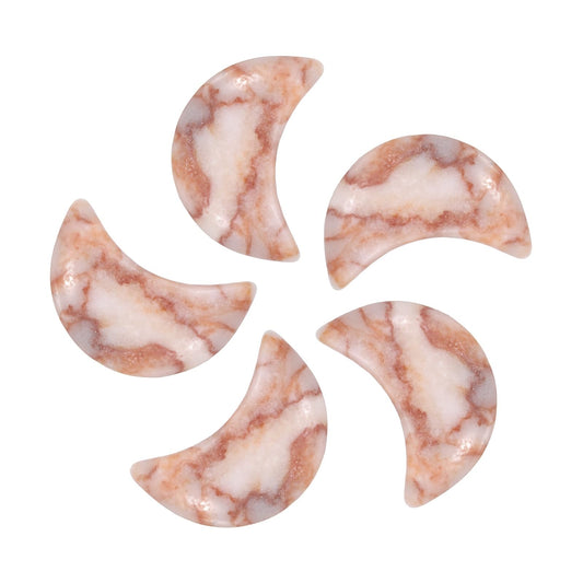 MECCANIXITY 5 Pcs Moon Crystal Worry Stone, 0.5 Inch Length Natural Web Jasper Moon Gemstone Bulk, Carved Pocket Stones for Meditation Balancing Pendant Decor