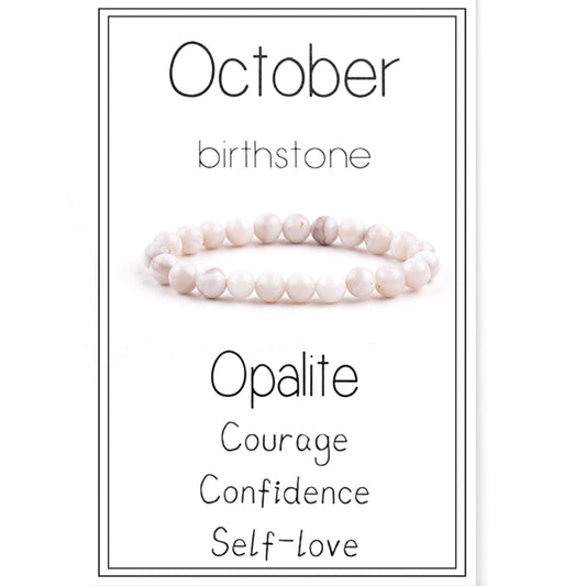 Birthstone Crystal Beads Bracelets Healing Crystal 12 Zodiac Stretch Bracelet for Women Natural Stone Chakra Anxiety Relief Yoga Beaded Bracelets for Birthday Gifts Horoscope Jewelry-October