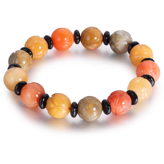 Lusomch Handmade Natural Jade Beaded Bracelet for Women & Men – Genuine Green/White Jade Gemstone Stretch Bracelet – Lucky Energy Healing Jewelry Gift for Peace, Prosperity & Protection ST-V-04
