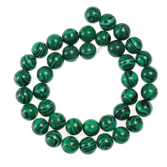 Natural Stone Beads 6mm Malachite Gemstone Round Loose Beads Crystal Energy Stone Healing Power for Jewelry Making DIY,1 Strand 15"