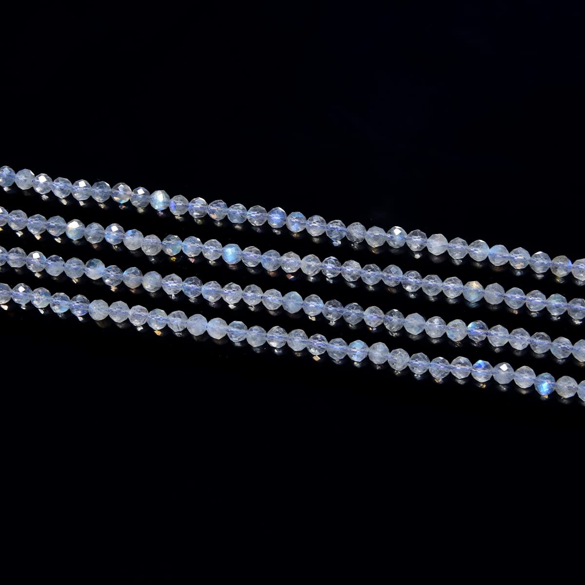 Adabele 30 Inch Natural Flashy Labradorite Healing Gemstone 4mm (0.16 Inch) Tiny Small Faceted Round Loose Beads Stone Spacer (170-190pcs) for Craft Jewelry Making GK4-5