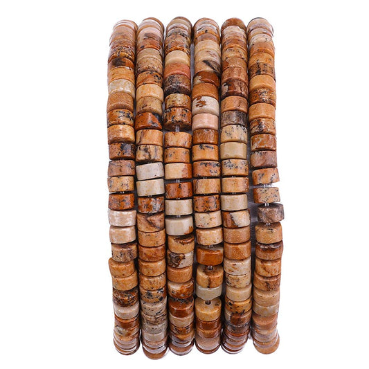 BEADIA Natural Brown Picture Jasper Spacer Beads Caps Loose Semi Gemstone for Beading Jewelry Making 4mmx2mm 38cm