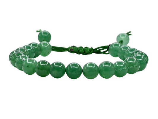 Amazing Gemstone Green Aventurine Bracelet, Gifts For Men & Women - Protection Healing Crystal Bracelet - 8mm Gemstone Beaded Adjustable Bracelet, Pulseras Para Hombres Mujer Stocking Stuffers