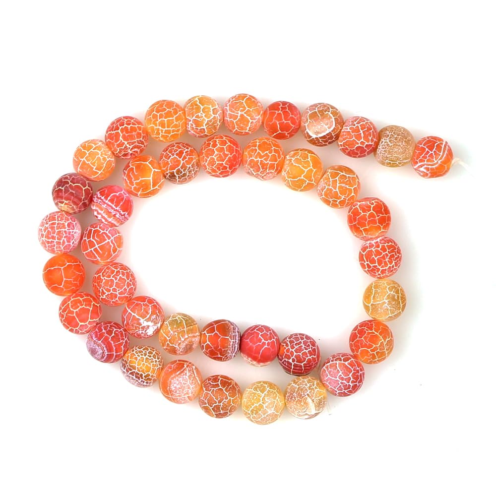 MJDCB Natural Orange Frosted Agate Round Stone Beads for Jewelry Making DIY Bracelets Necklaces (12mm)