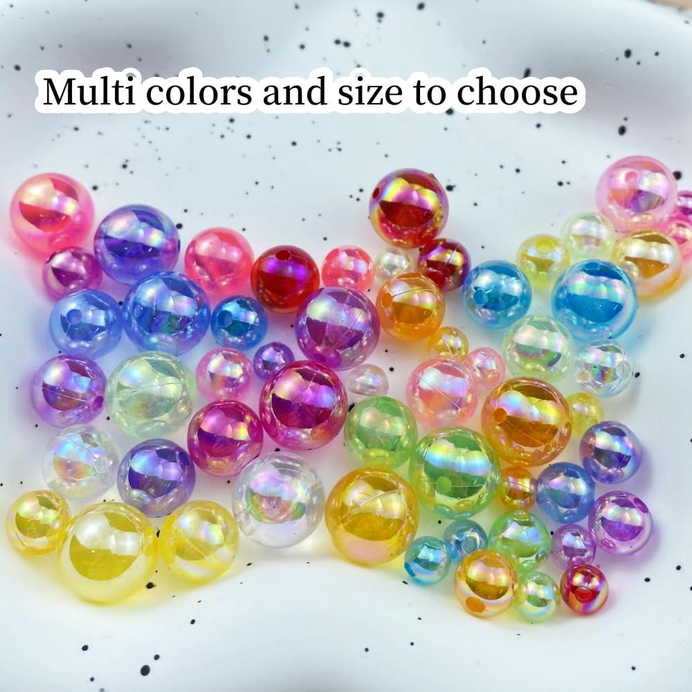 400pcs Acrylic Round Beads 8mm AB Colors Craft Beads Round Spacer Beads with Holes for Earring Bracelet Necklace Key Chains Jewelry Making(Gold Yellow AB)