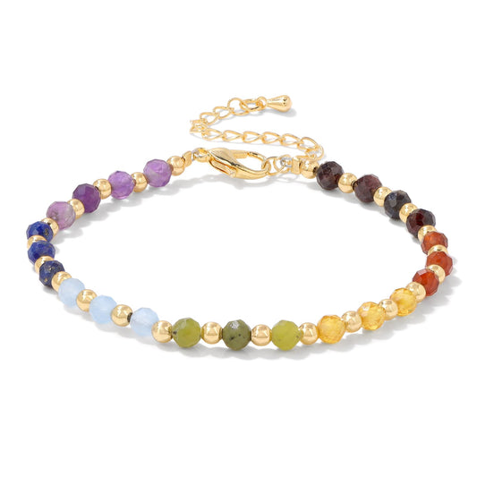 GolbalJew Tiny Crystal Beads Bracelet Colorful Natural Stone Adjustable Link Bracelet for Women Trendy Jewelry Gift