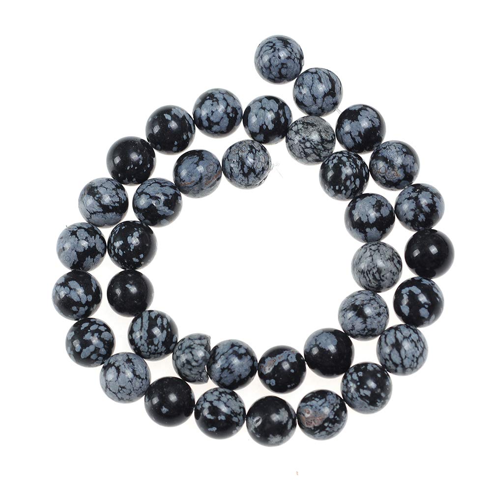 Natural Stone Beads 8mm Snowflake Gemstone Round Loose Beads Crystal Energy Stone Healing Power for Jewelry Making DIY,1 Strand 15"