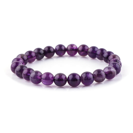 CRYSTALIS Purple Amethyst Bracelet for Boosting Protection-Spirituality and Good Fortune - 8mm Beaded Bracelet for Women Men Unisex - Elastic Adjustable Size