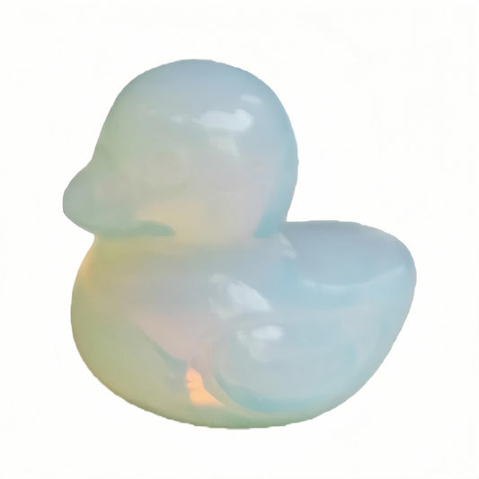 Bacatgem Synthetic Opalite Crystal Duck Carving Positive Energy Home Decoration Desk Decor,1.18 Inchs Crystal and Healing Stone Ornament