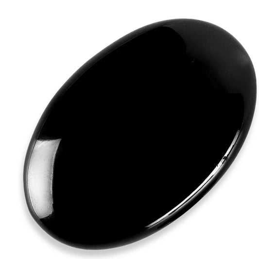KALIFANO Obsidian Palm Stone with Healing & Calming Effects - High Energy Obsidiana with Information Card - Reiki Worry Crystal Used for Detoxification (Family Owned and Operated)