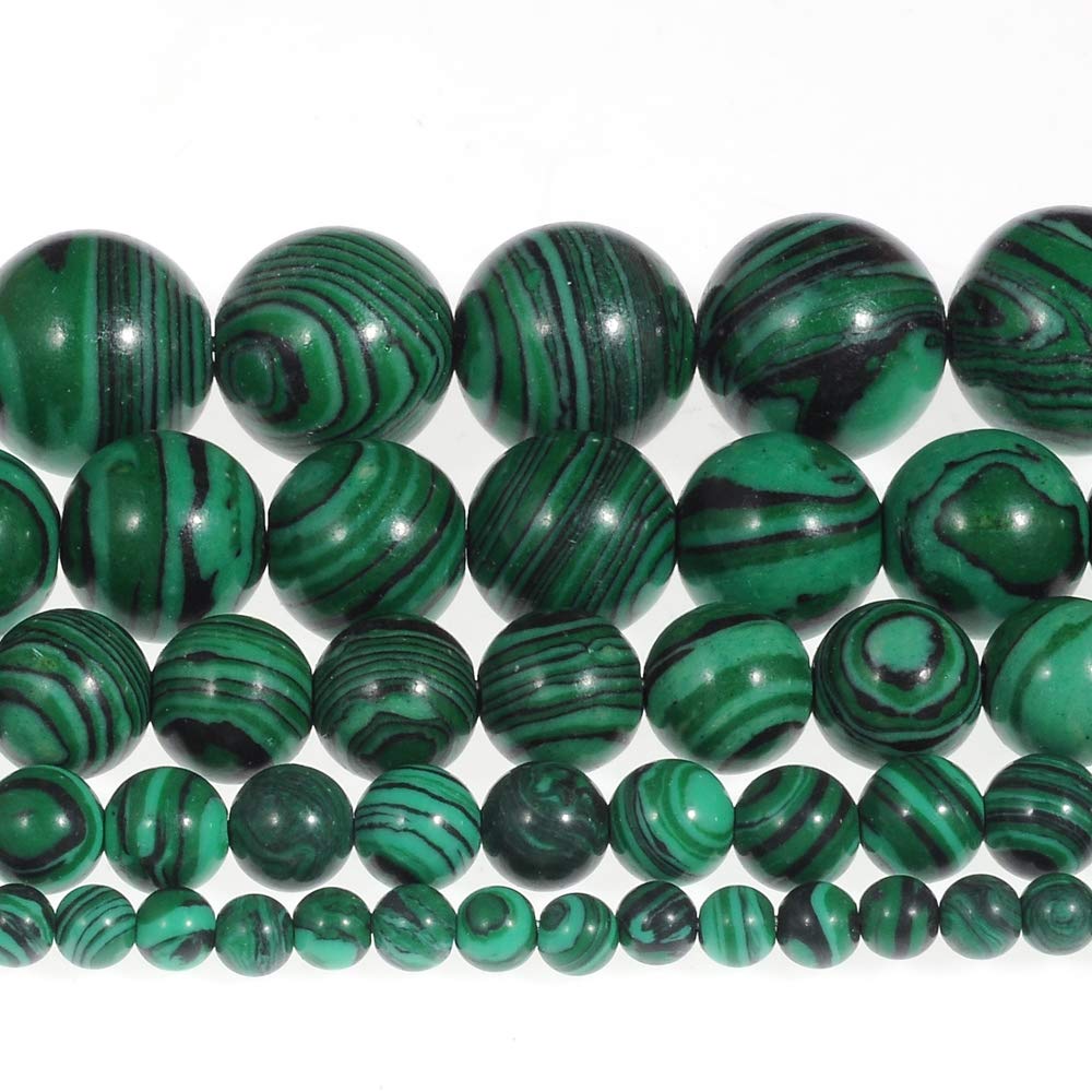 Natural Stone Beads 12mm Malachite Gemstone Round Loose Beads Crystal Energy Stone Healing Power for Jewelry Making DIY,1 Strand 15"