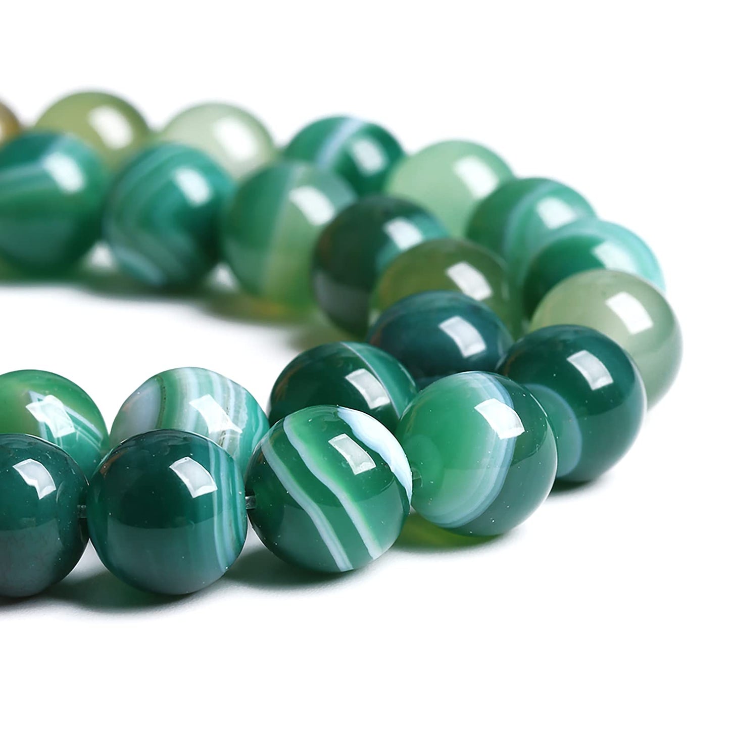 8MM 45PCS Natural Stone Green Agate Onyx Loose Beads for Jewelry Making DIY Bracelet Necklace