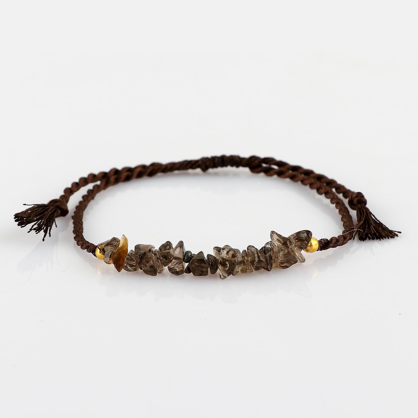 TGH Natural Smoky Quartz Chips Braided Bracelet Healing Birthday Gift for Her Resizable Hand Braid Rope Thread Protection Bracelet for Men Women Gemstone Jewelry Christmas Gift (Smoky Quartz)