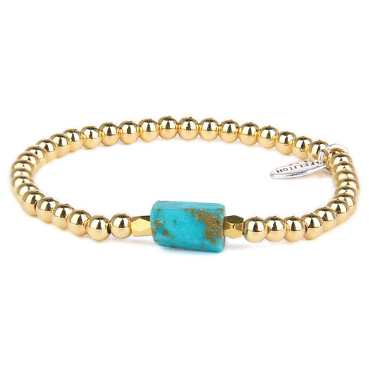 KELITCH Women Silver Stretch Bracelets Turquoise Beaded Bracelet Agate Crystal Cuff Bracelets