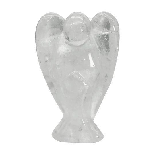 favoramulet 2 Inches Rock Quartz Crystal Pray Guardian Angel Statue, Carved Healing Peace Angel with Wing Figurine Pocket Stone