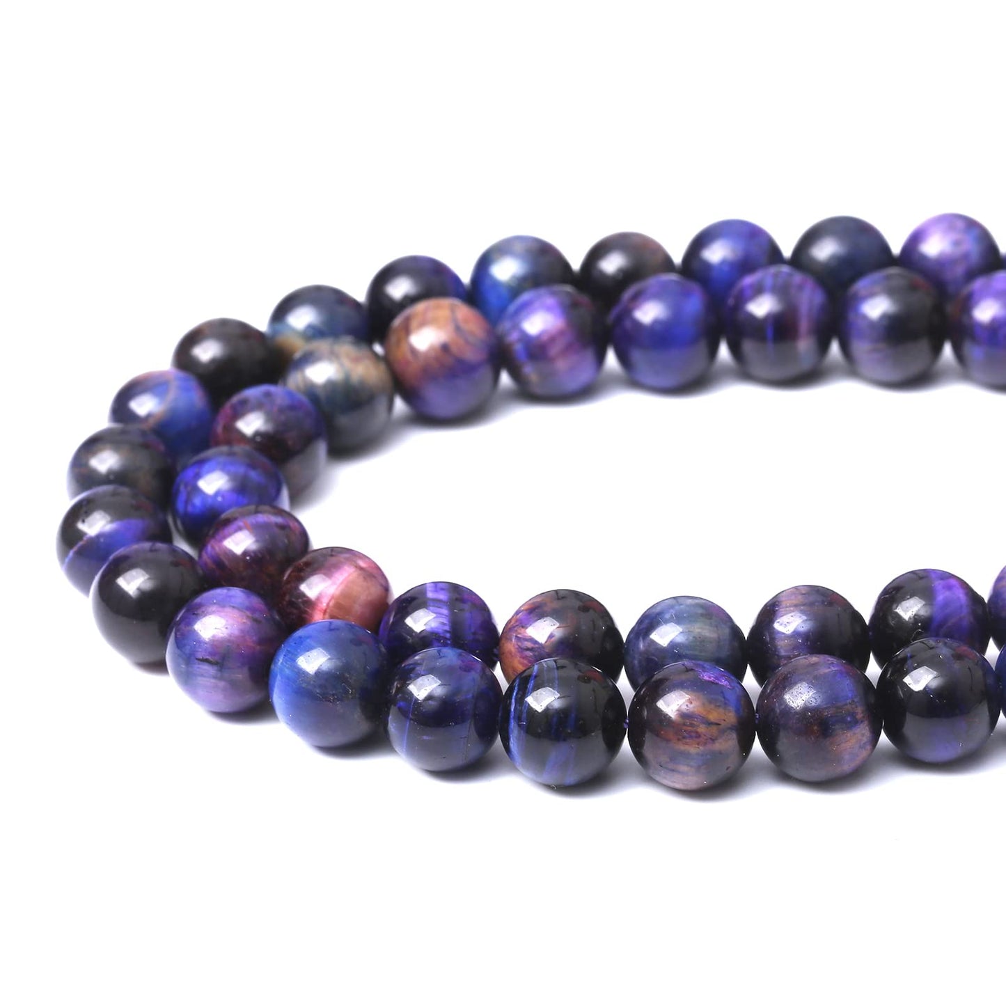 45PCS 8MM AAA Blue Purple Starry Sky Tiger Eye Stone Beads Natural Gemstone Bead Crystal Healing Energy Jewelry Making DIY 15 inches