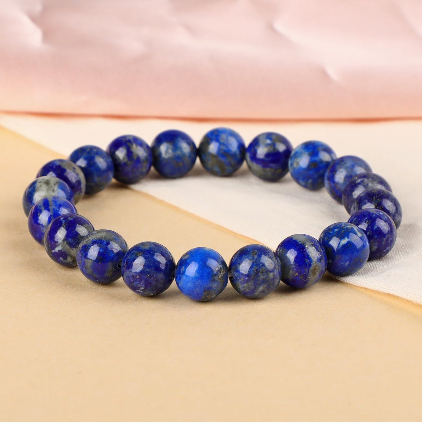 LPBeads Handmade Natural Gemstone Stretch Elastic 10mm Lapis Lazuli Bracelet Healing Crystal Round Stone Beads Jewelry Gifts for Women Men