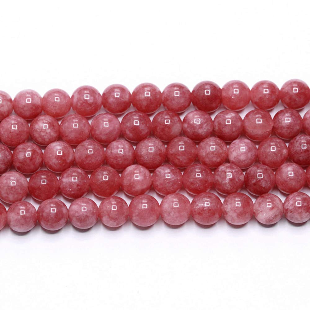 PLTbeads Natural Gemstone Loose Beads Smooth Round Approxi 15 inch DIY Bracelet Necklace for Jewelry Making (8mm, Rhodonite Dyed Jade)