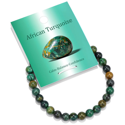 Vinswet Healing Crystal Bracelets for Women Men 6mm African Turquoise Natural Stone Beaded Stretch Bracelet Handmade Gemstone Reiki Spiritual Jewelry Gifts
