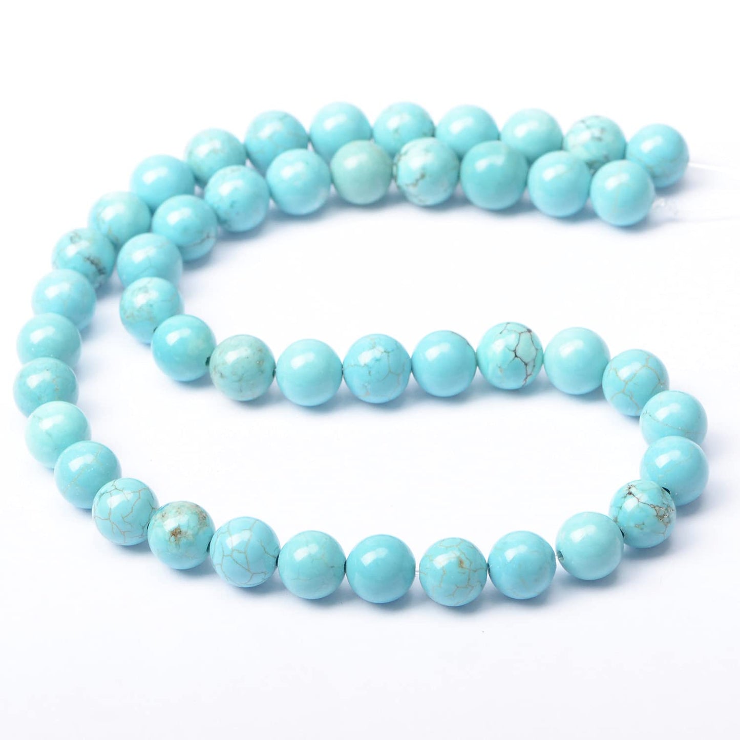 Wholesale Smooth Natural Gemstone Round Loose Beads 15" 4mm 6mm 8mm 10mm 12mm (8mm, Blue Turquoise)