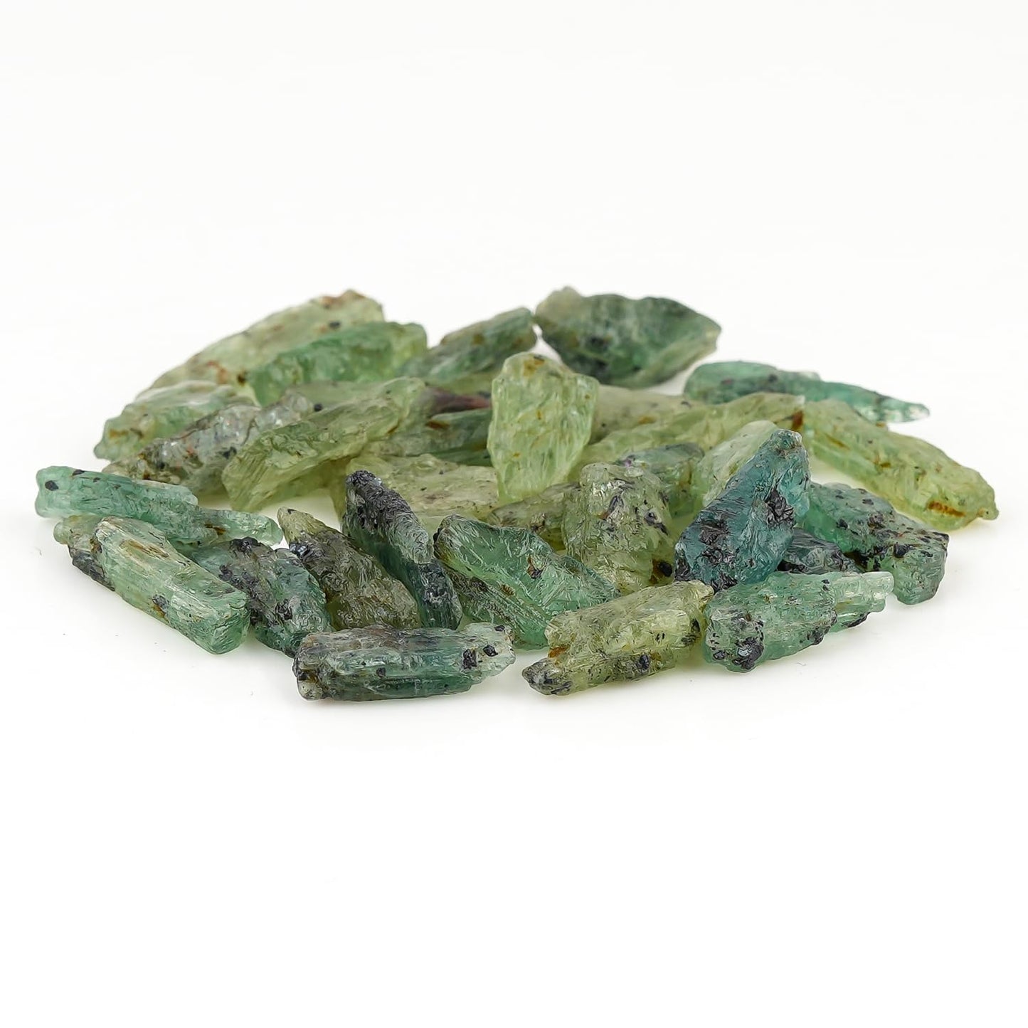 ColouredRocks 30+pcs Green Kyanite Crystals, Raw Stones, Rough Gemstones, Jewelry Making Supply, Cabbing, Polishing, Cutting, DIY, Crafts, (100 carats) (10-15mm)