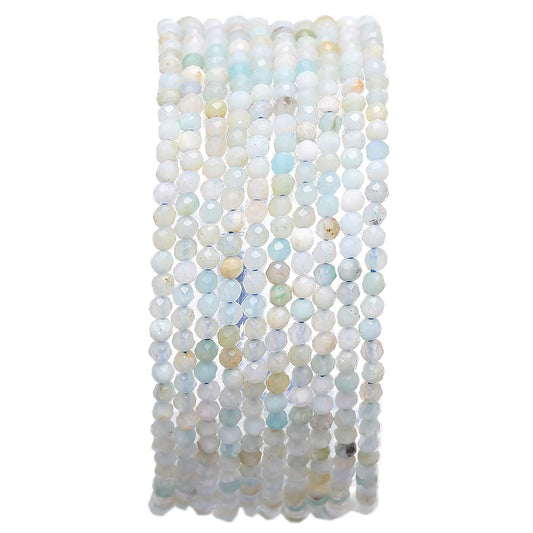 BEADIA Faceted Natural Amazonite Stone Round Loose Semi Gemstone Beads for Jewelry Making 2-2.5mm 38cm